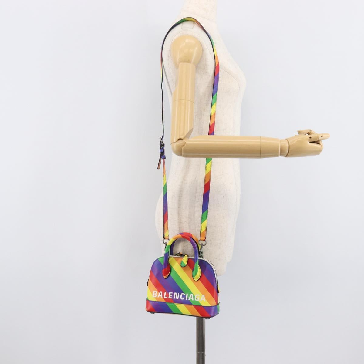Balenciaga Ville XXS Hand Bag Leather 2way Rainbow 550646 Auth 207995M