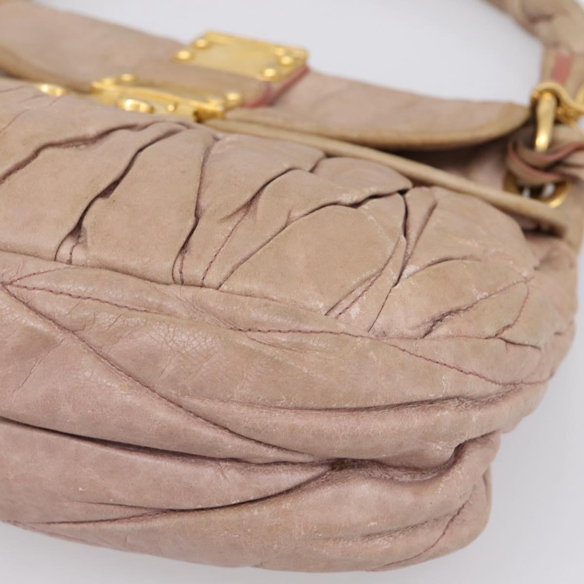 Miu Miu Hand Bag Vitellolux 2way Pink Gold Auth 207996