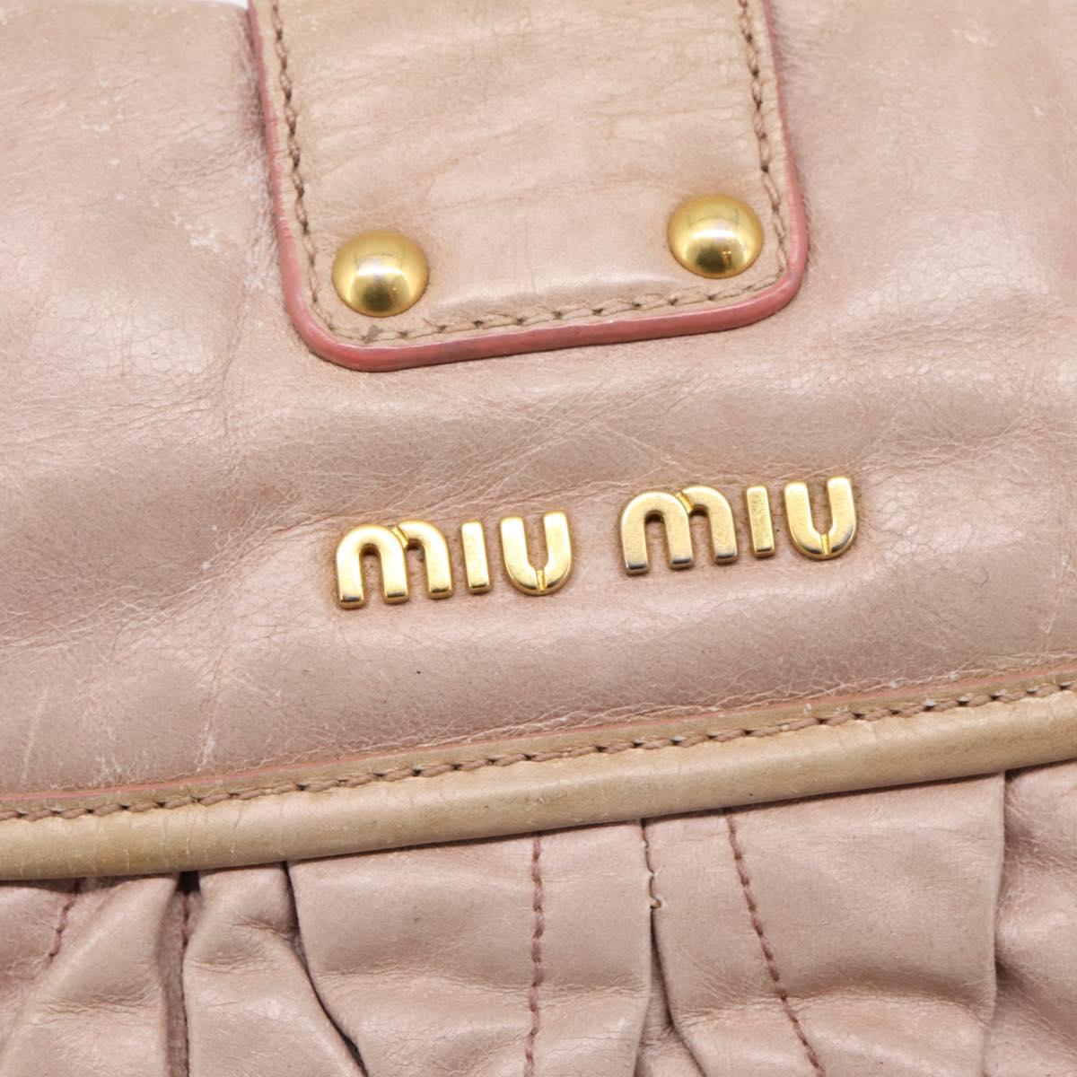 Miu Miu Hand Bag Vitellolux 2way Pink Gold Auth 207996
