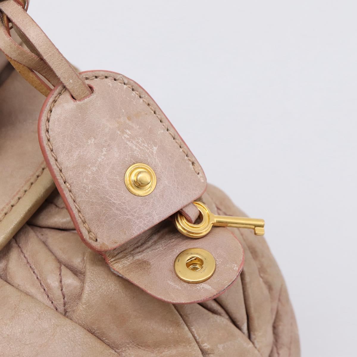 Miu Miu Hand Bag Vitellolux 2way Pink Gold Auth 207996