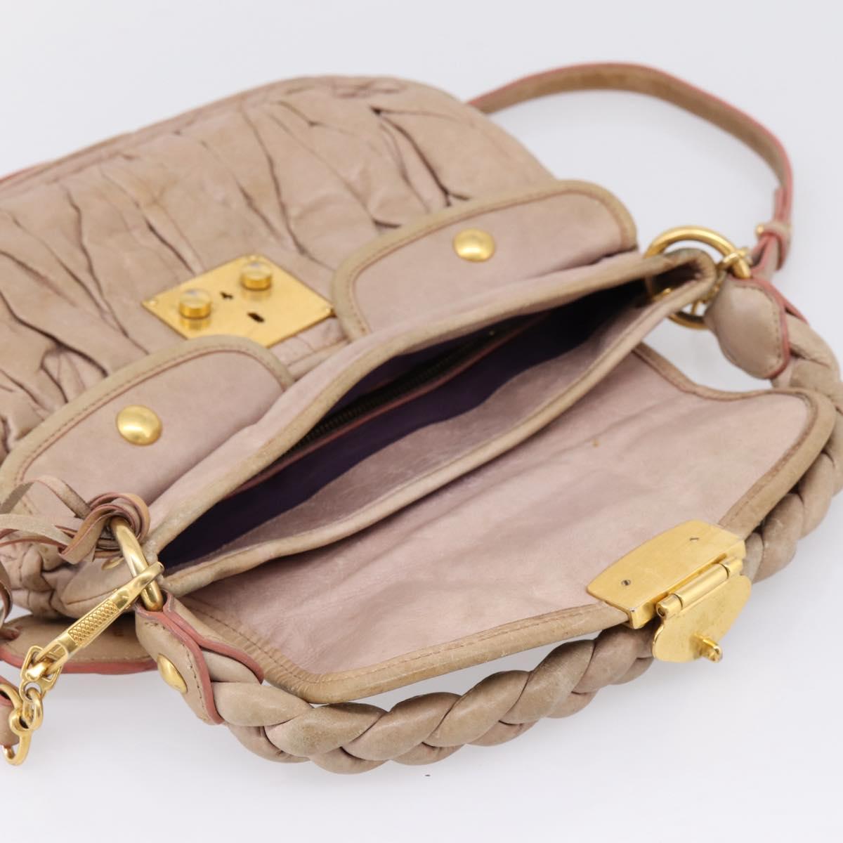 Miu Miu Hand Bag Vitellolux 2way Pink Gold Auth 207996