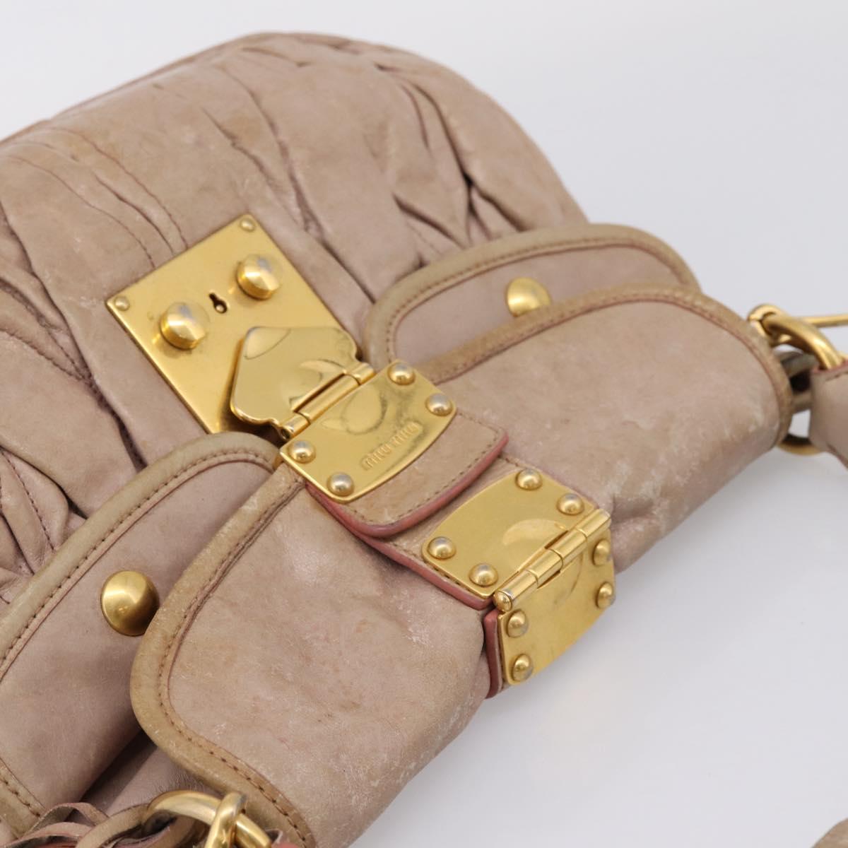 Miu Miu Hand Bag Vitellolux 2way Pink Gold Auth 207996