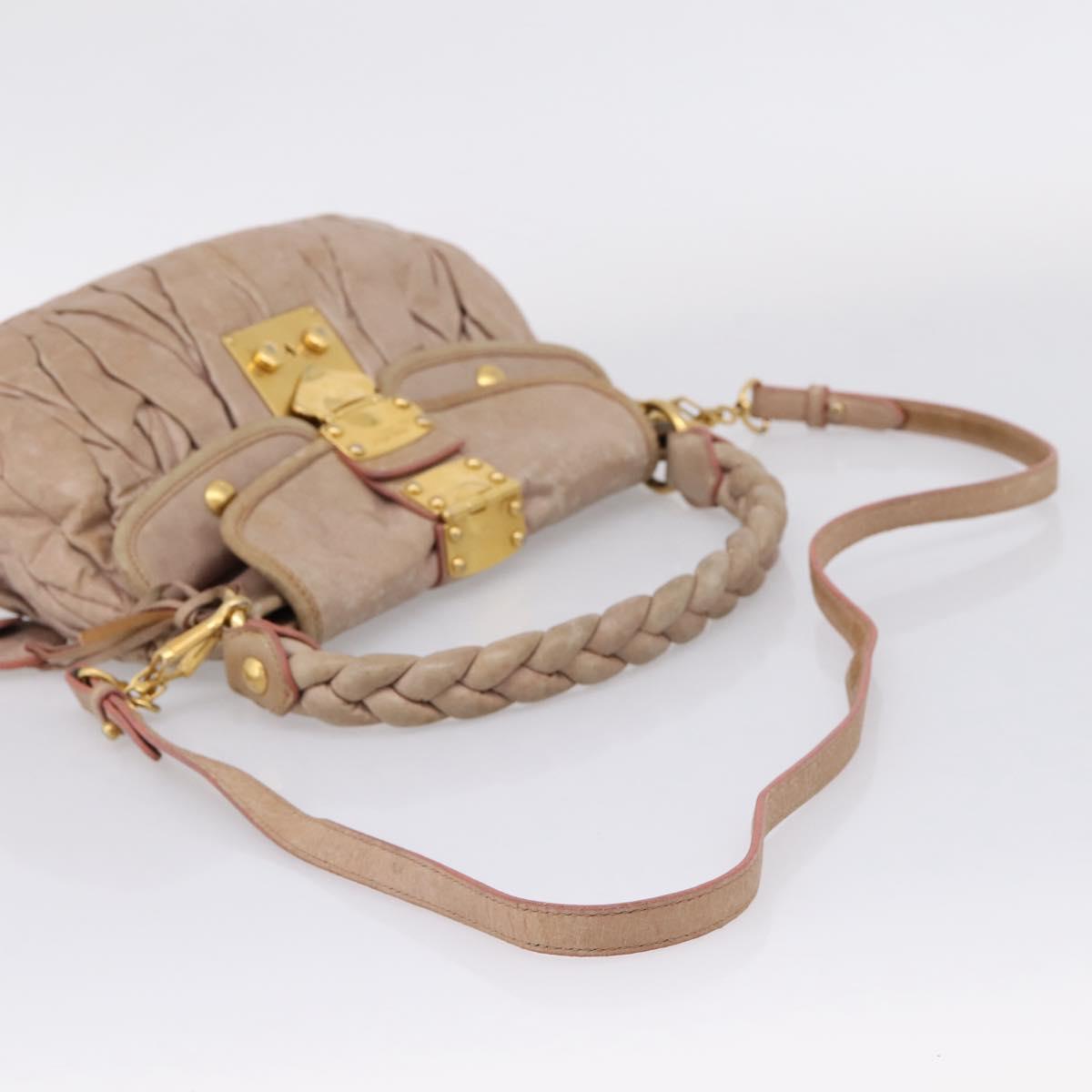 Miu Miu Hand Bag Vitellolux 2way Pink Gold Auth 207996