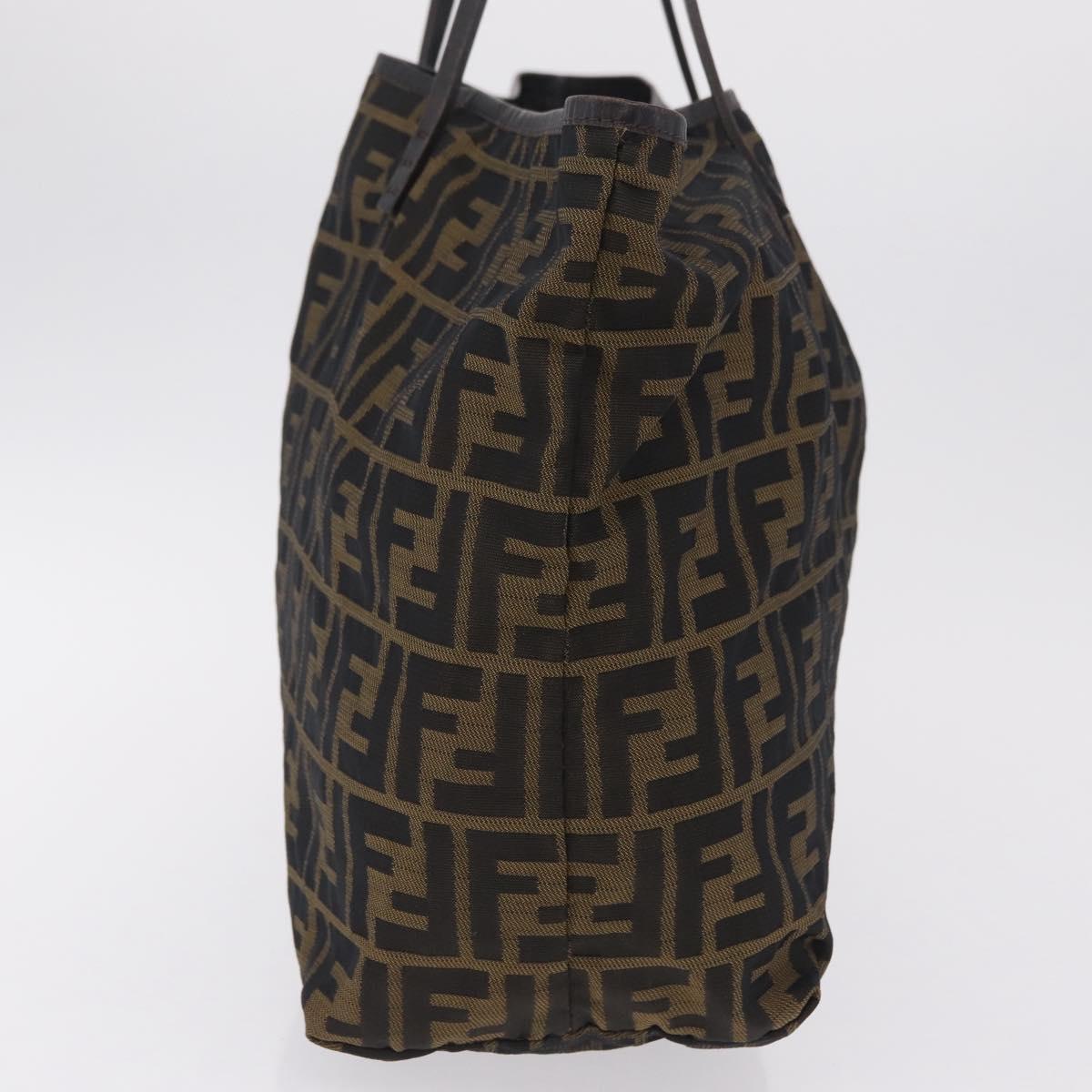 FENDI Zucca Canvas Tote Bag Brown Black Auth 207997