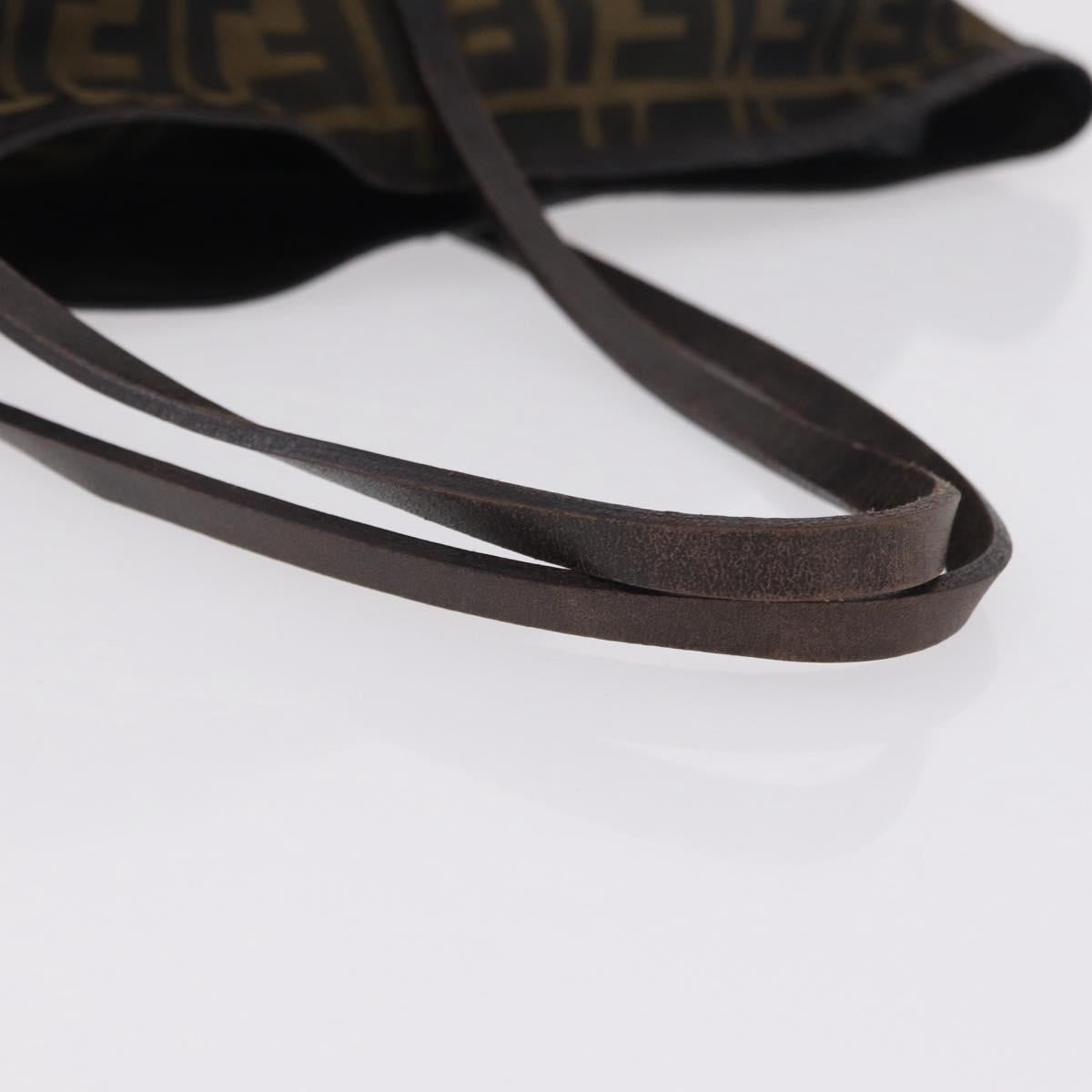 FENDI Zucca Canvas Tote Bag Brown Black Auth 207997