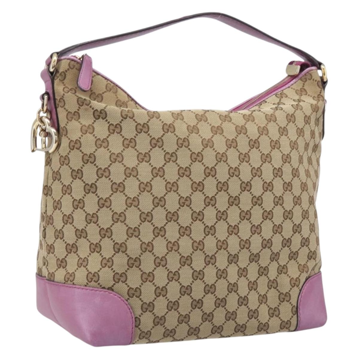 GUCCI GG Canvas Shoulder Bag Beige Gold 269958 Auth 207998A