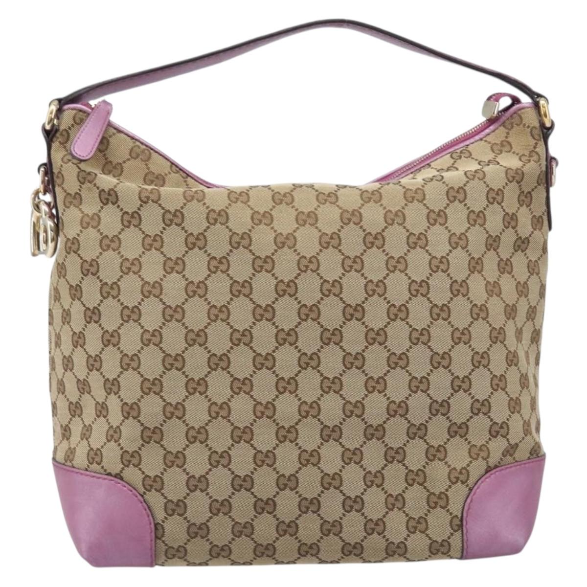 GUCCI GG Canvas Shoulder Bag Beige Gold 269958 Auth 207998A