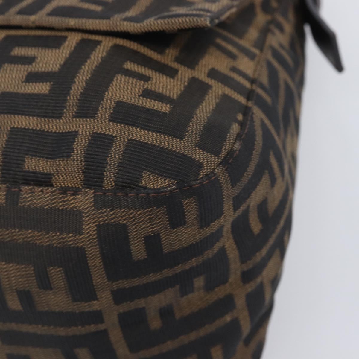 FENDI Zucca Canvas Mamma Baguette Shoulder Bag Brown Black Auth 207999A