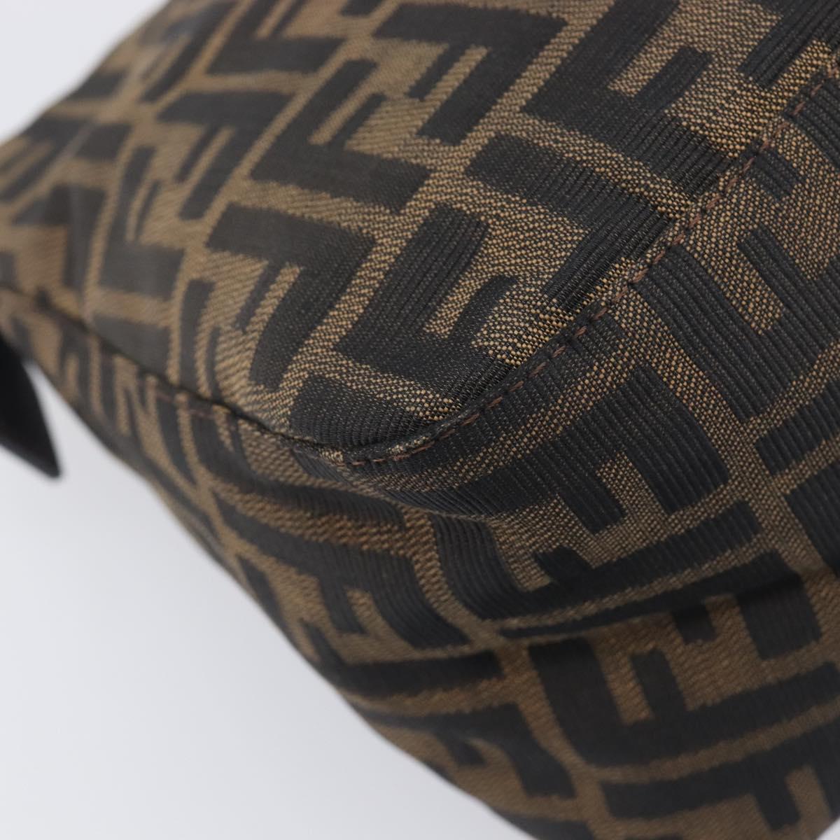 FENDI Zucca Canvas Mamma Baguette Shoulder Bag Brown Black Auth 207999A
