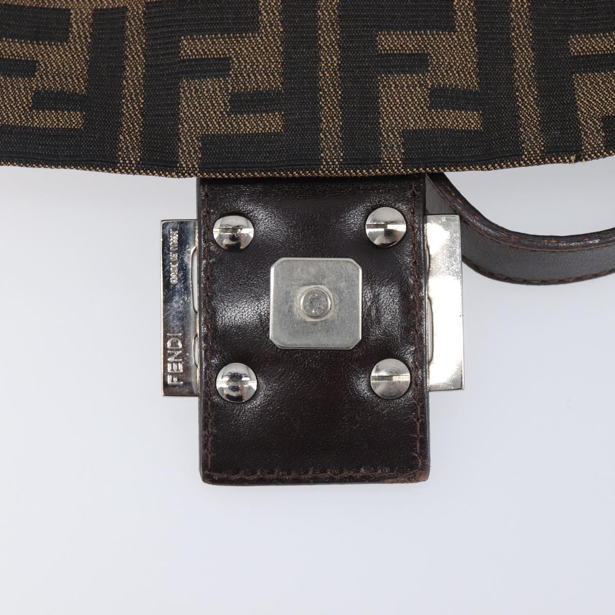 FENDI Zucca Canvas Mamma Baguette Shoulder Bag Brown Black Auth 207999A