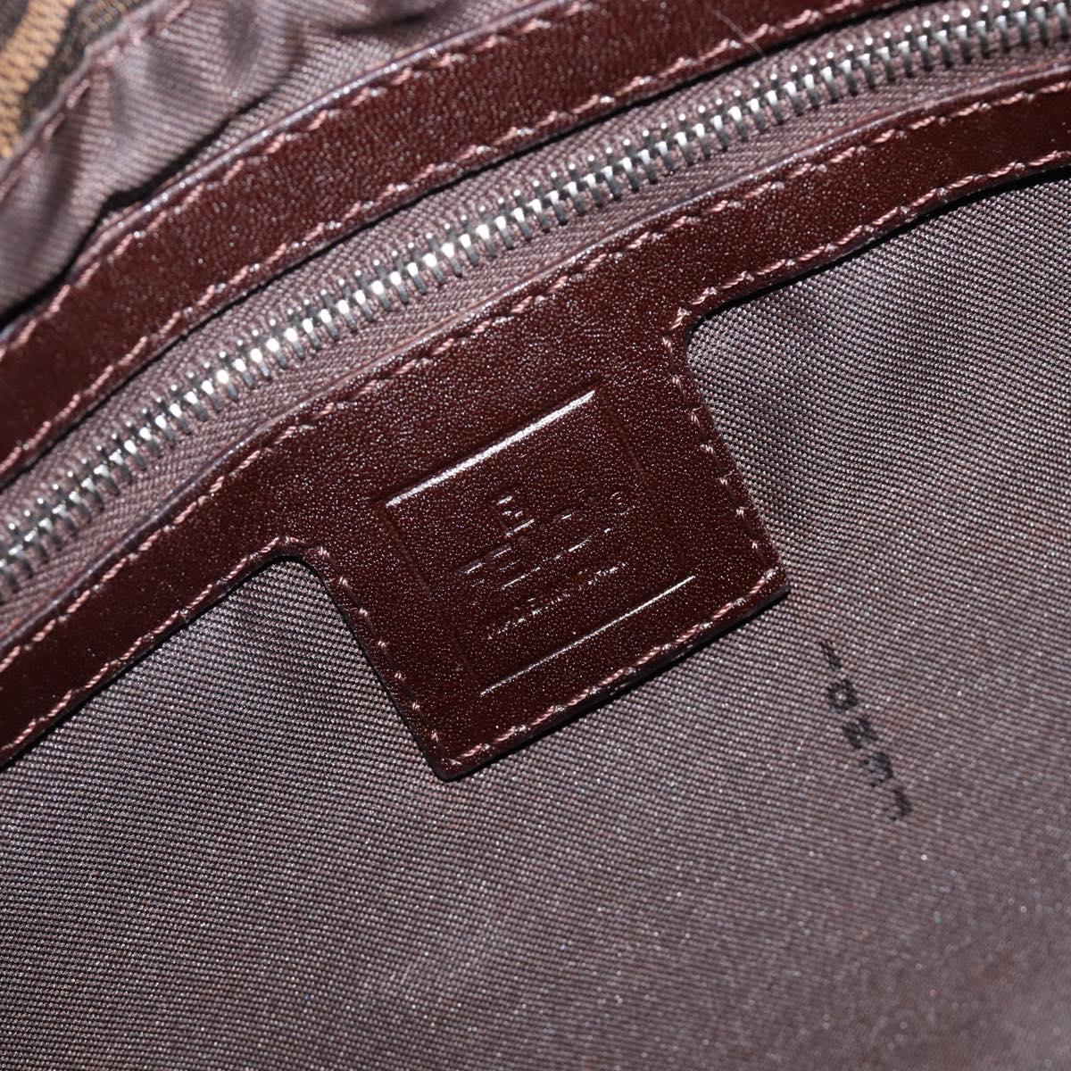 FENDI Zucca Canvas Mamma Baguette Shoulder Bag Brown Black Auth 207999A
