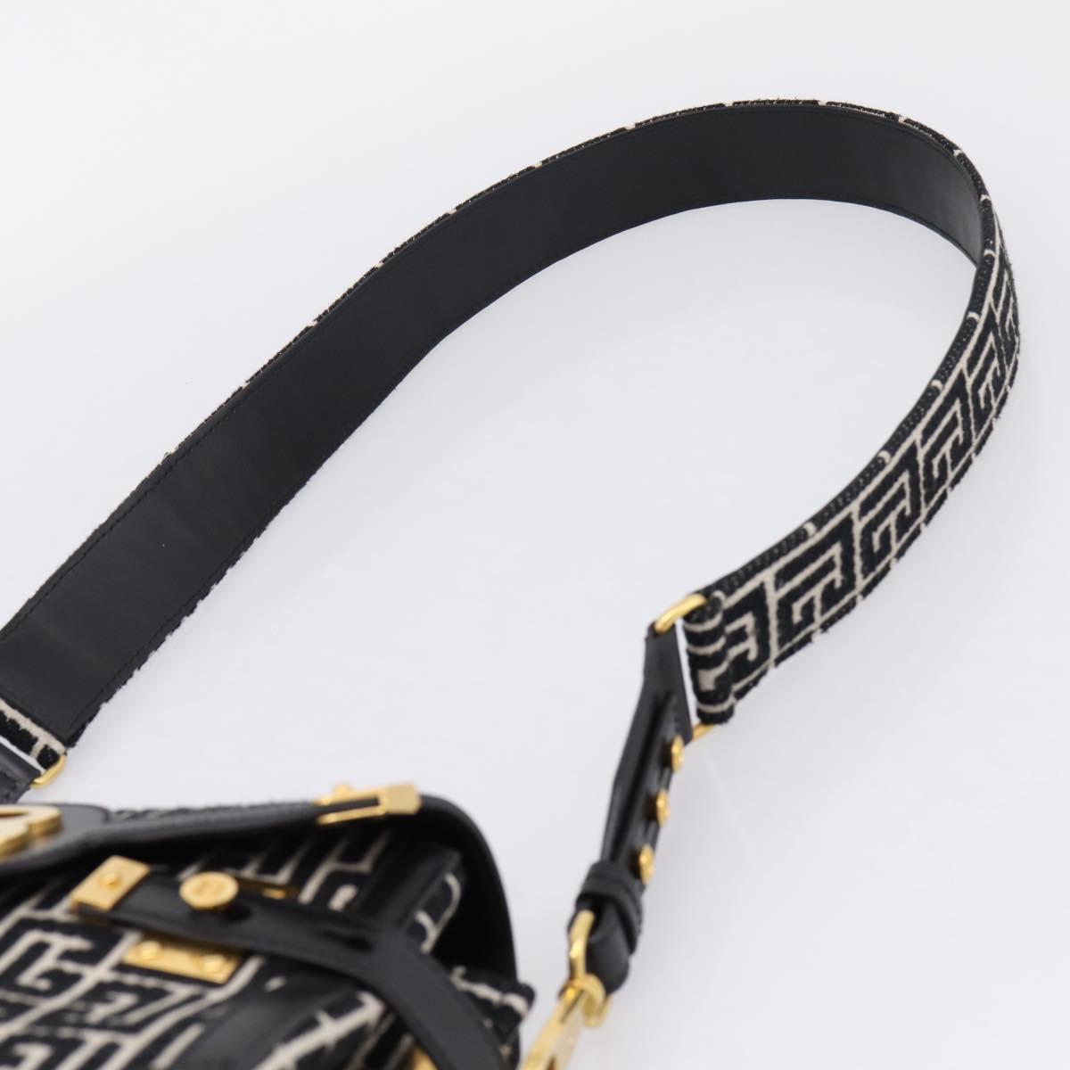 BALMAIN B-Buzz23 Hand Bag Canvas 2way Black Gold Auth 208002M