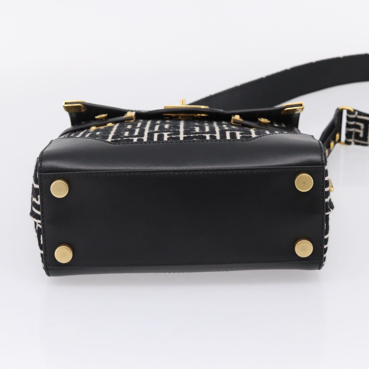 BALMAIN B-Buzz23 Hand Bag Canvas 2way Black Gold Auth 208002M