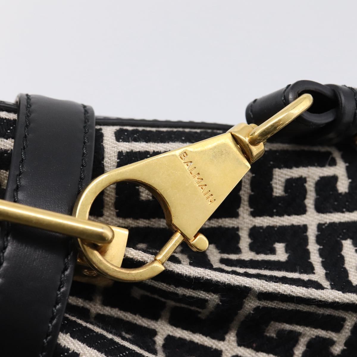 BALMAIN B-Buzz23 Hand Bag Canvas 2way Black Gold Auth 208002M