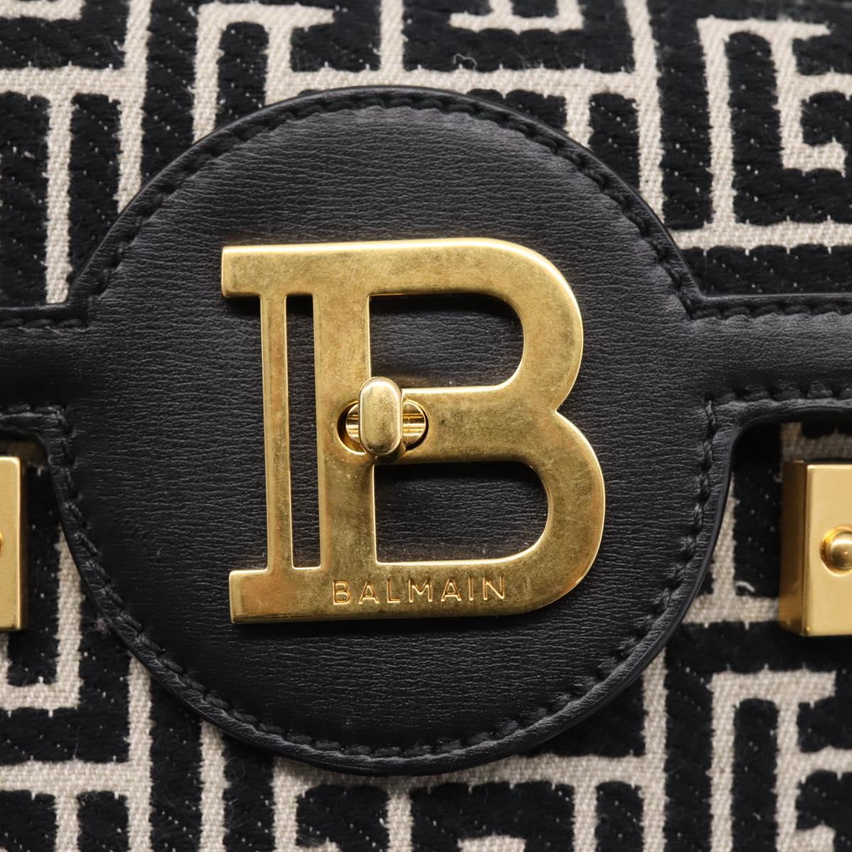 BALMAIN B-Buzz23 Hand Bag Canvas 2way Black Gold Auth 208002M