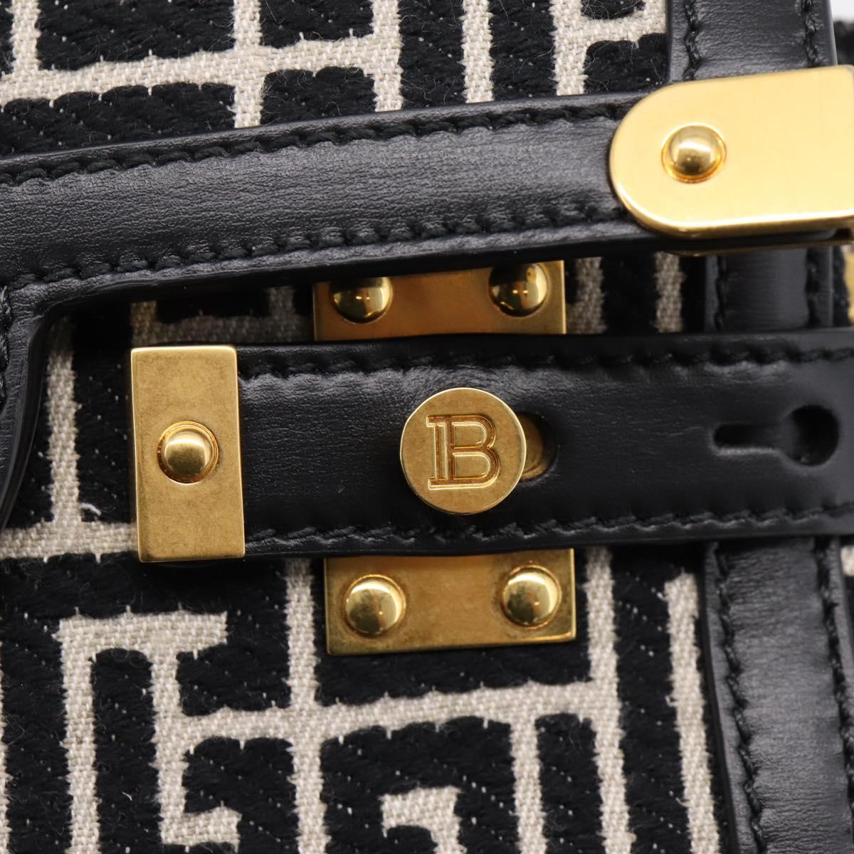 BALMAIN B-Buzz23 Hand Bag Canvas 2way Black Gold Auth 208002M