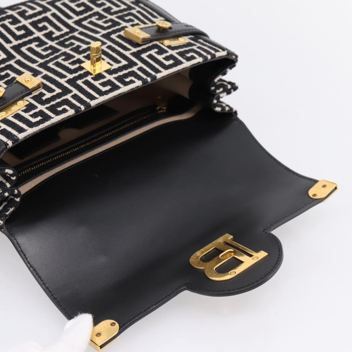 BALMAIN B-Buzz23 Hand Bag Canvas 2way Black Gold Auth 208002M