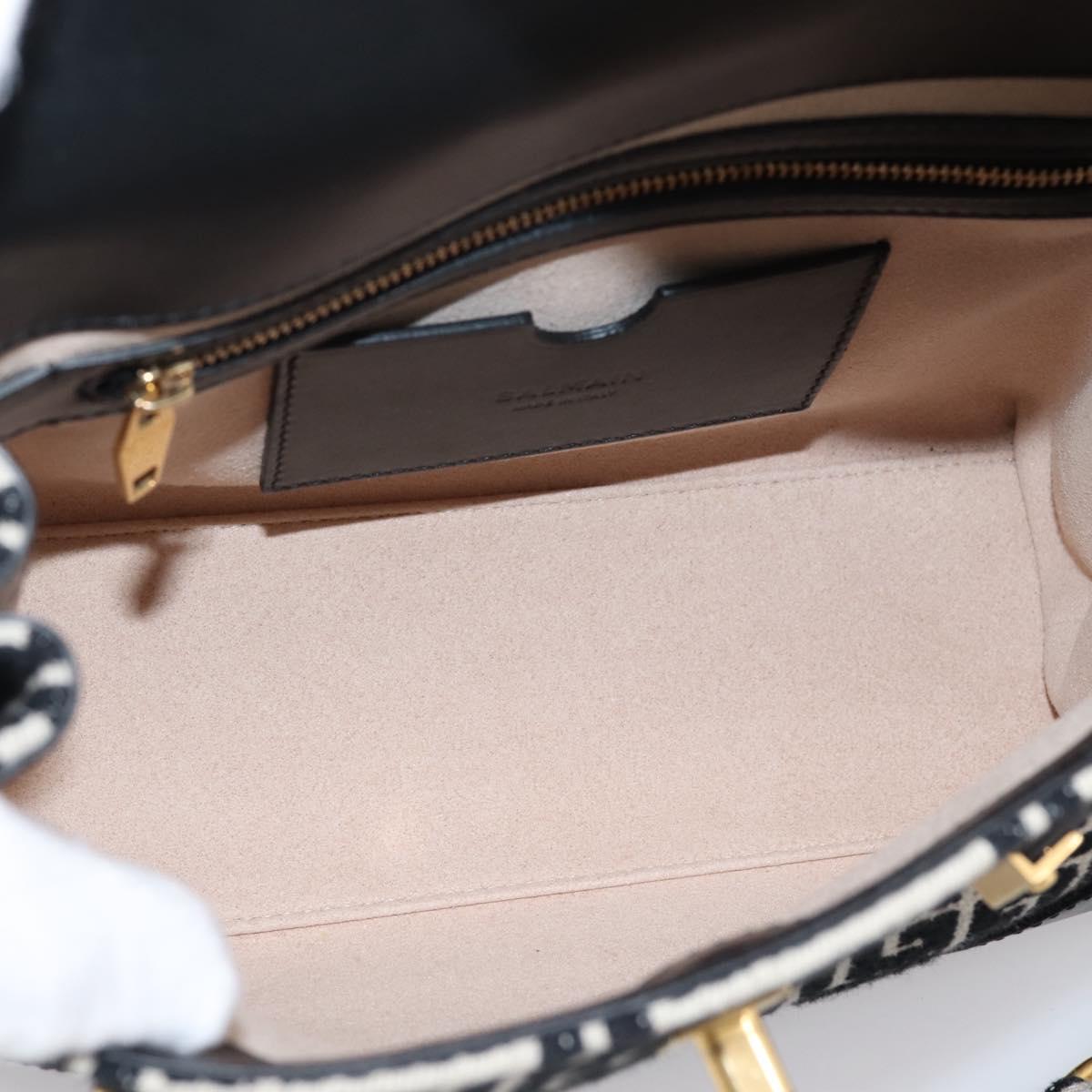 BALMAIN B-Buzz23 Hand Bag Canvas 2way Black Gold Auth 208002M