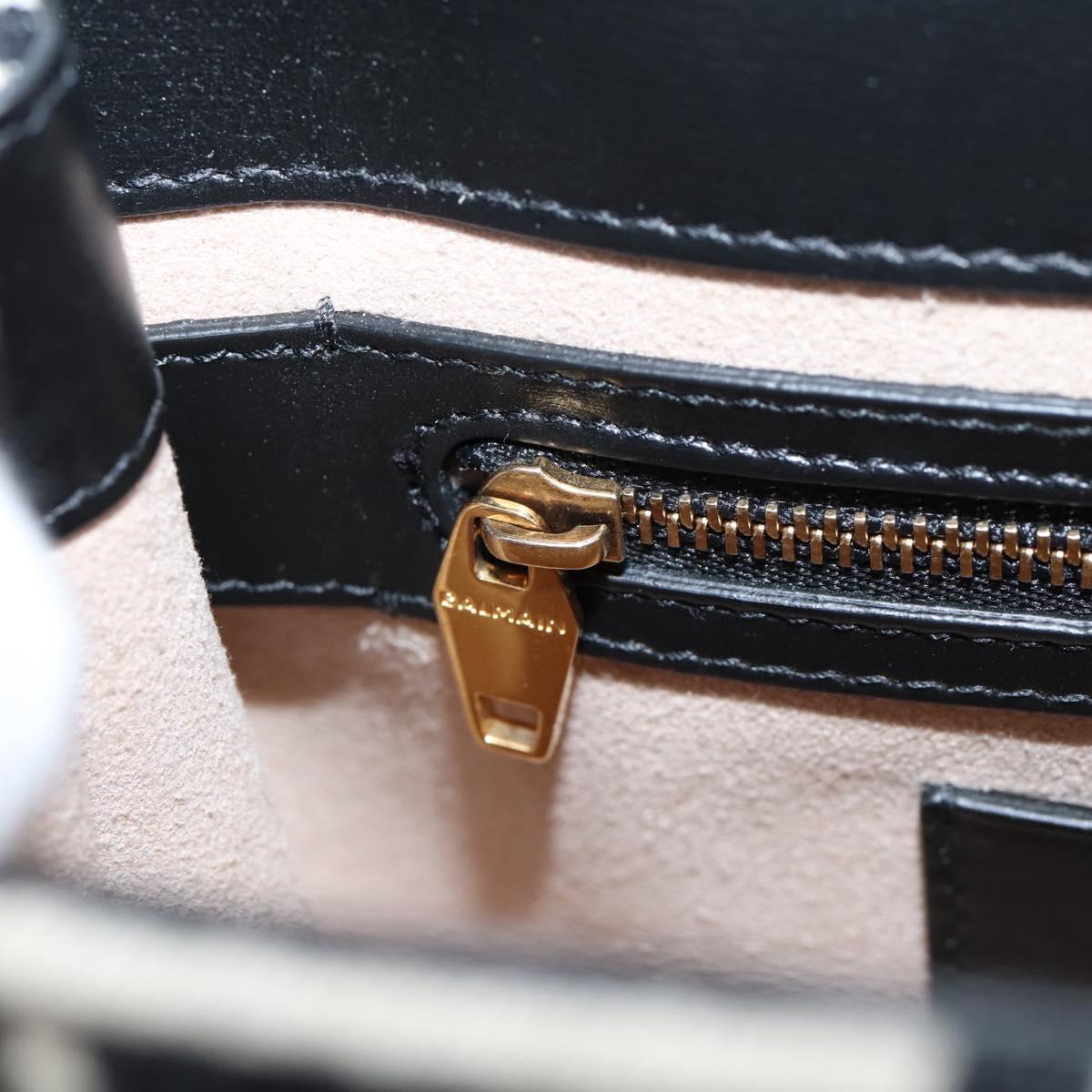 BALMAIN B-Buzz23 Hand Bag Canvas 2way Black Gold Auth 208002M