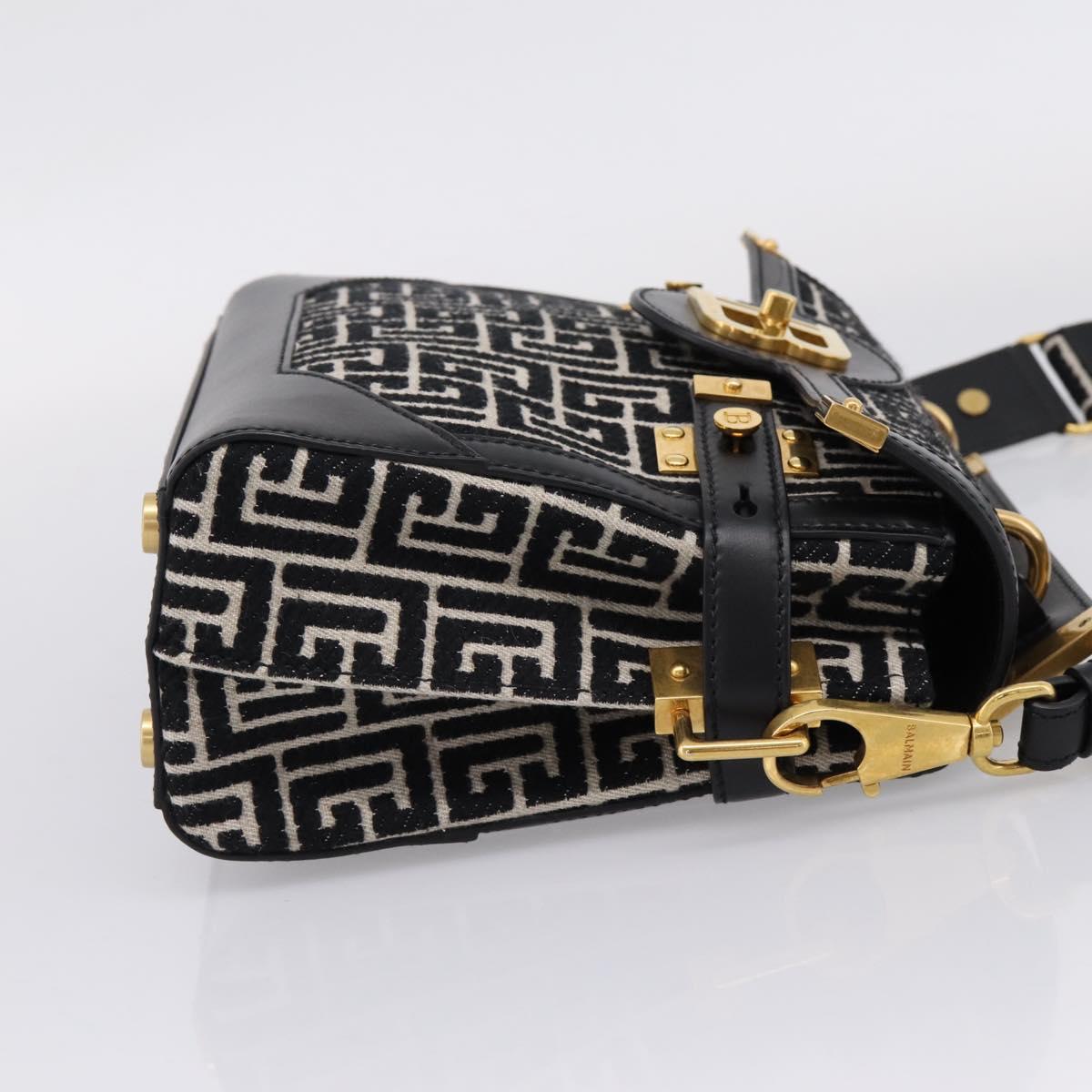 BALMAIN B-Buzz23 Hand Bag Canvas 2way Black Gold Auth 208002M