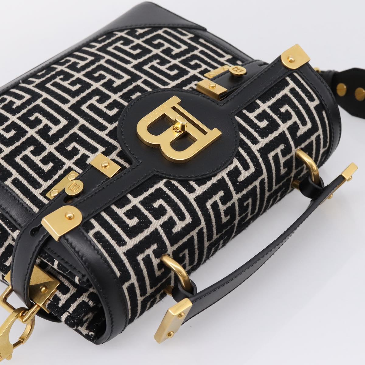 BALMAIN B-Buzz23 Hand Bag Canvas 2way Black Gold Auth 208002M