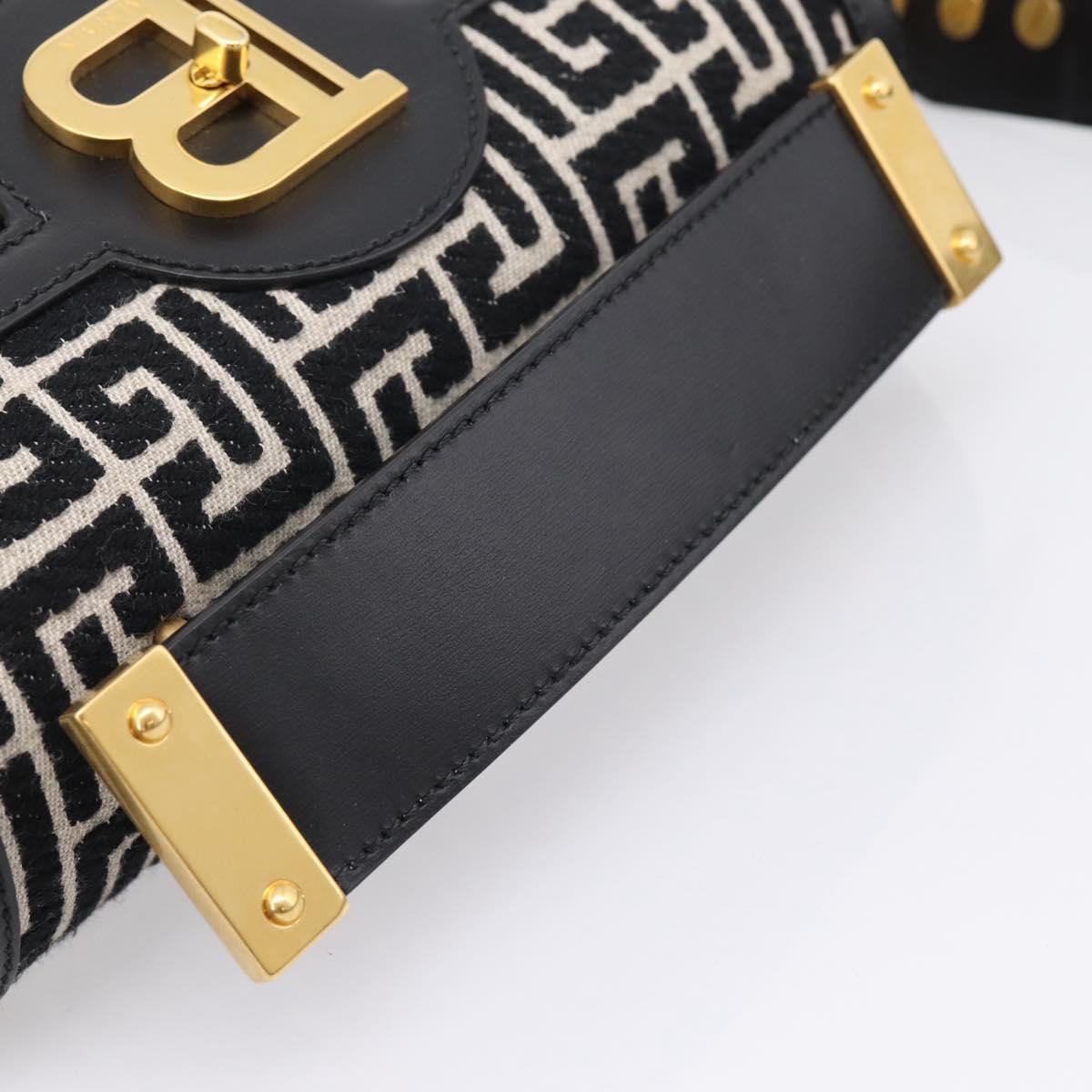 BALMAIN B-Buzz23 Hand Bag Canvas 2way Black Gold Auth 208002M