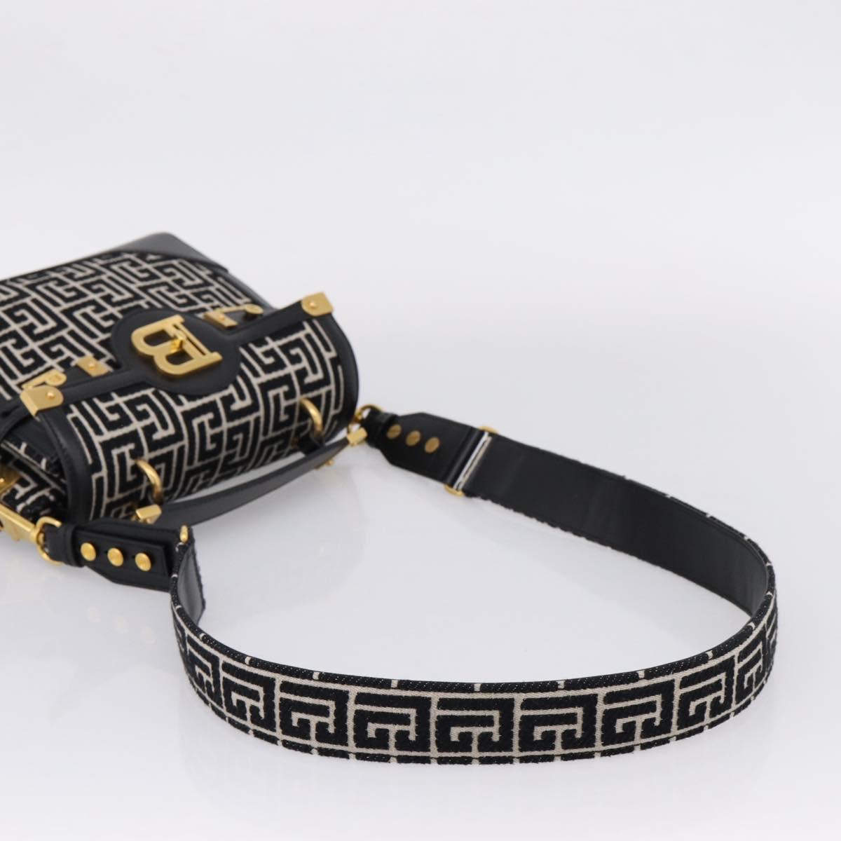 BALMAIN B-Buzz23 Hand Bag Canvas 2way Black Gold Auth 208002M