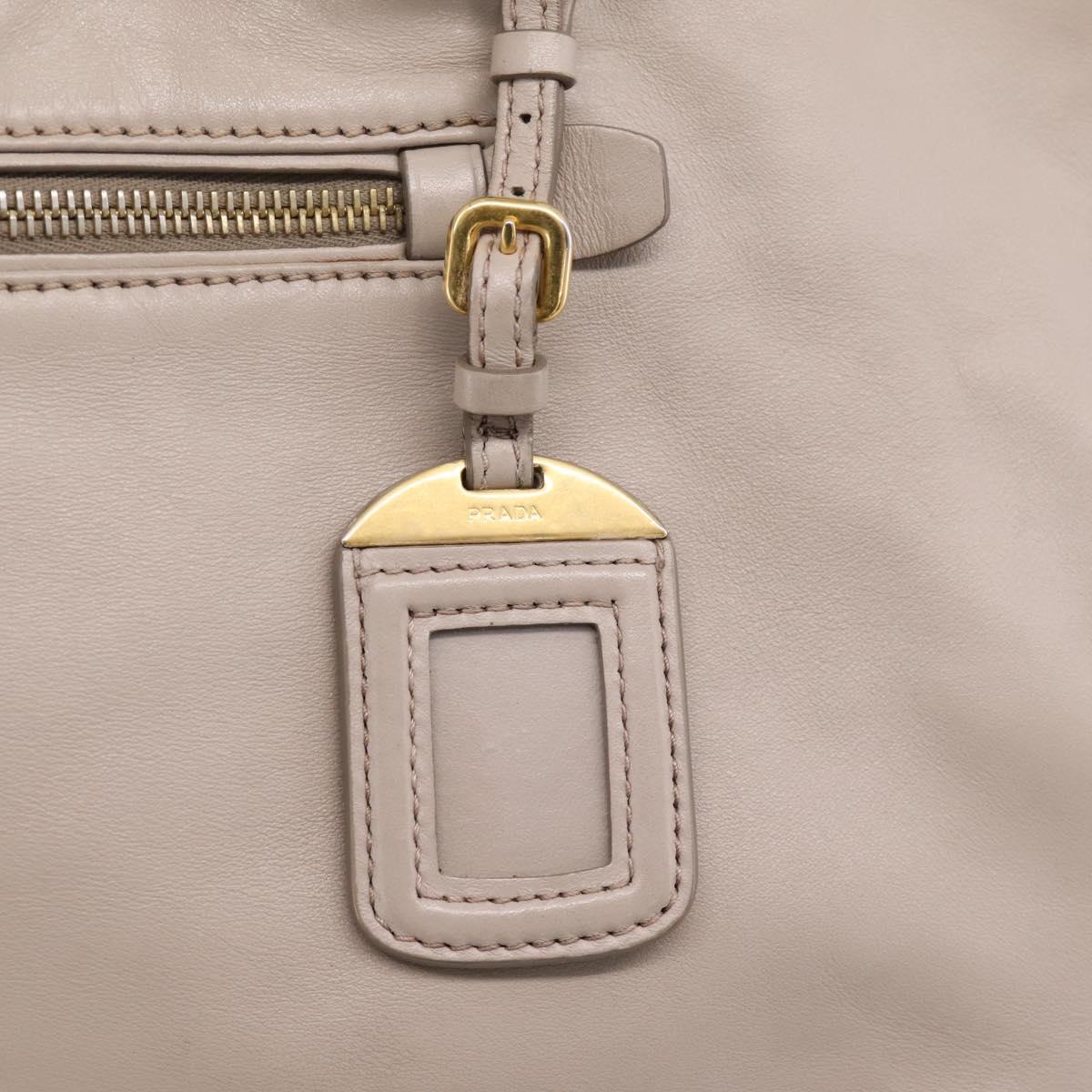 PRADA Tote Bag Leather 2way Gray Gold Auth 208003V