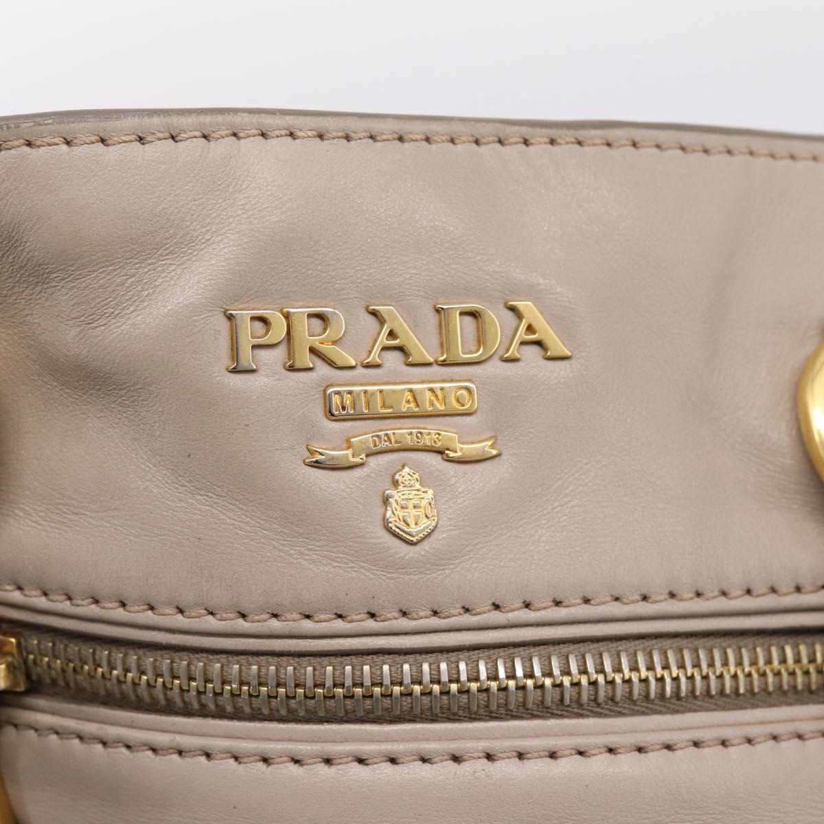 PRADA Tote Bag Leather 2way Gray Gold Auth 208003V