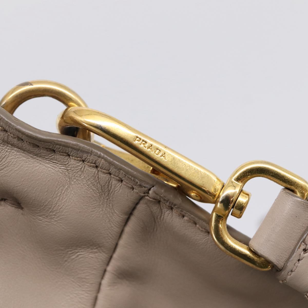 PRADA Tote Bag Leather 2way Gray Gold Auth 208003V