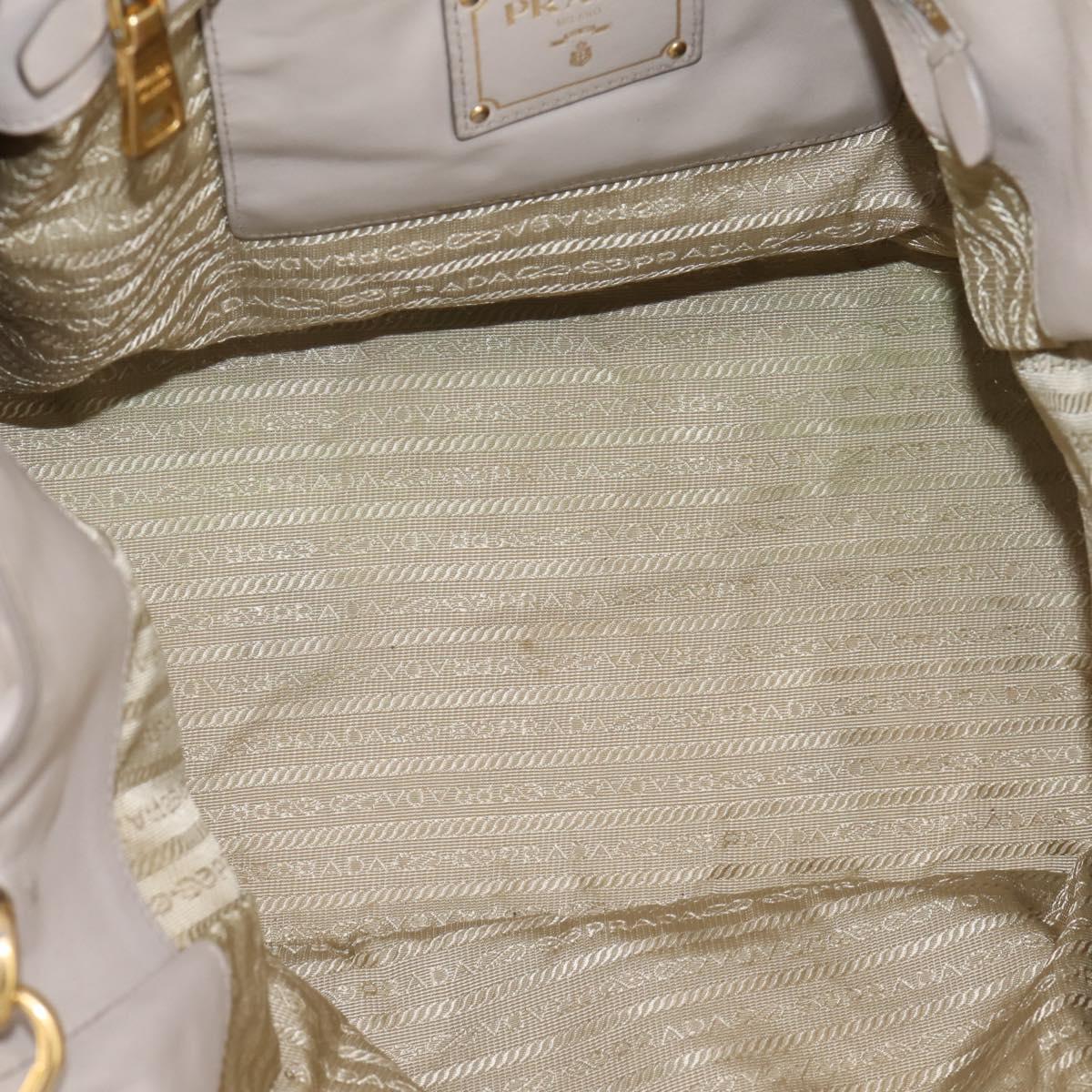 PRADA Tote Bag Leather 2way Gray Gold Auth 208003V