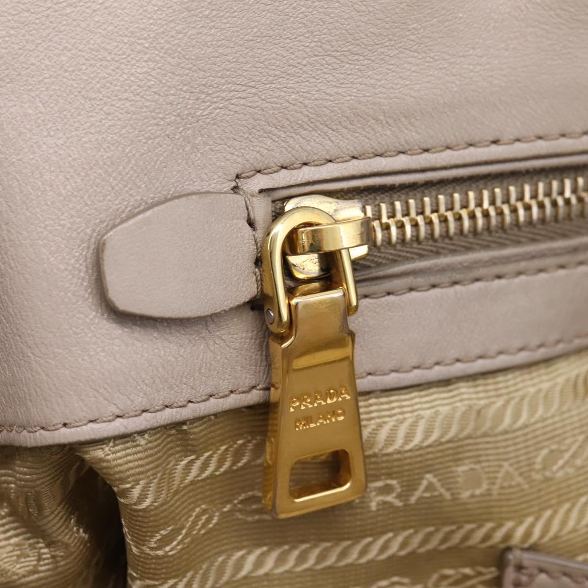 PRADA Tote Bag Leather 2way Gray Gold Auth 208003V