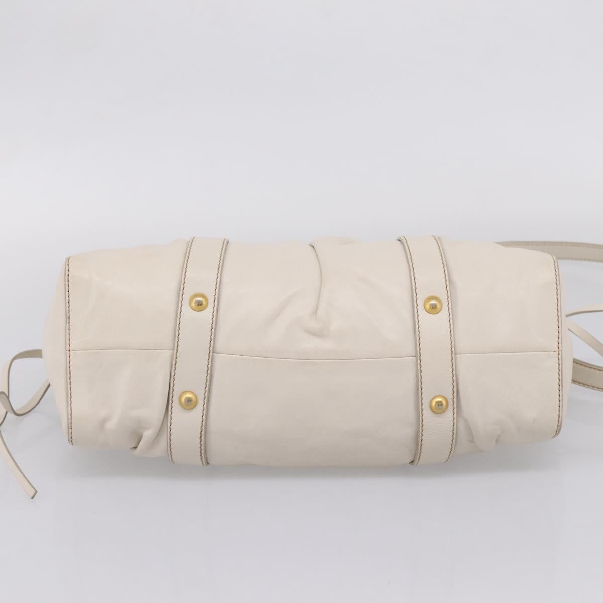 Miu Miu Hand Bag Vitellolux 2way White Gold Auth 208004M
