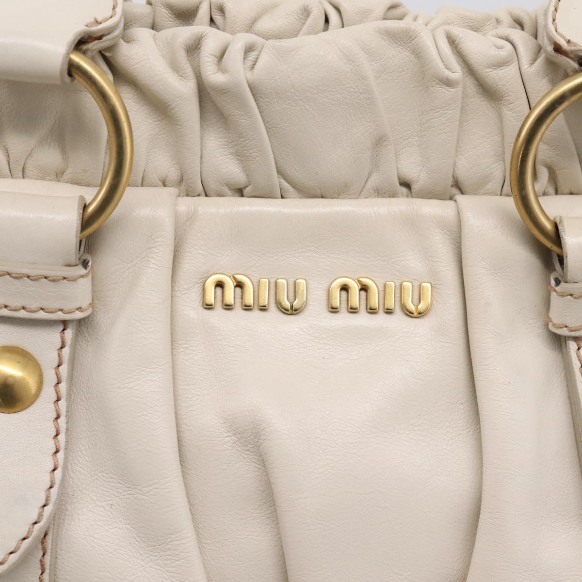 Miu Miu Hand Bag Vitellolux 2way White Gold Auth 208004M