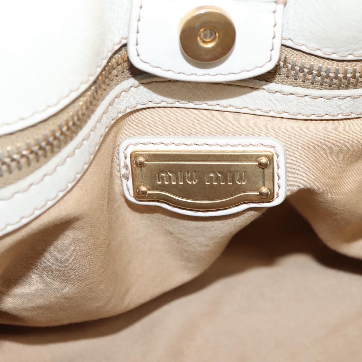Miu Miu Hand Bag Vitellolux 2way White Gold Auth 208004M