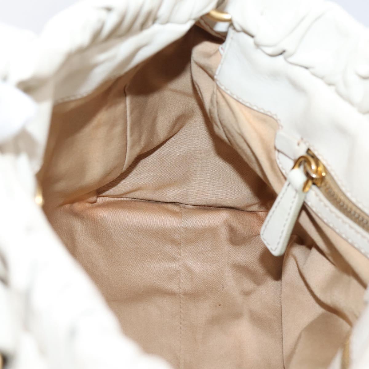 Miu Miu Hand Bag Vitellolux 2way White Gold Auth 208004M