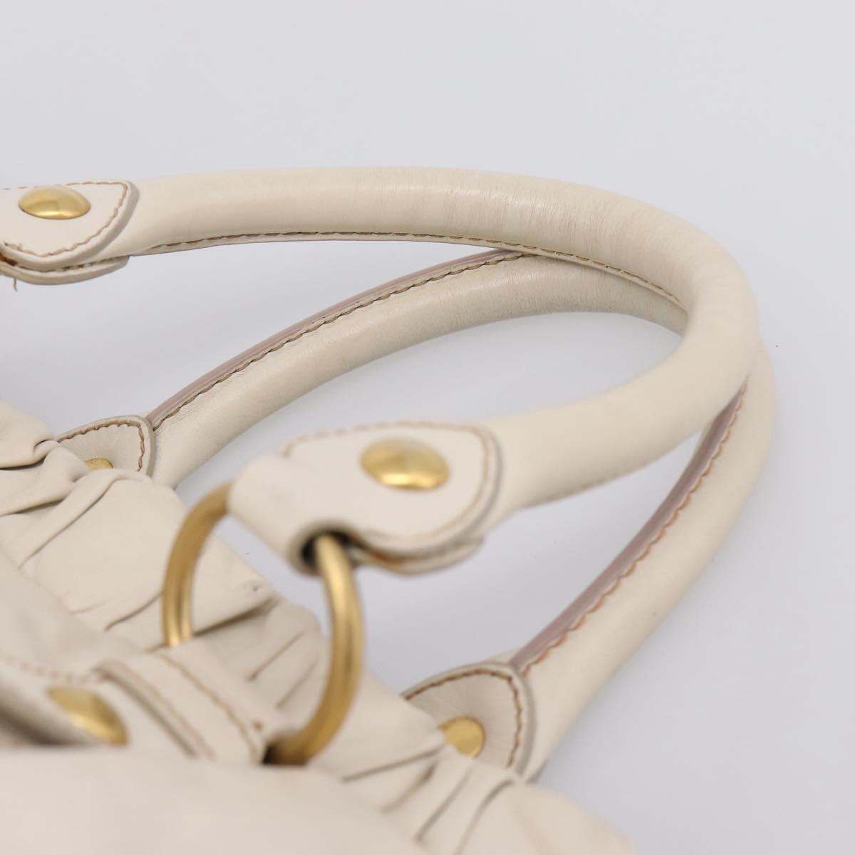 Miu Miu Hand Bag Vitellolux 2way White Gold Auth 208004M