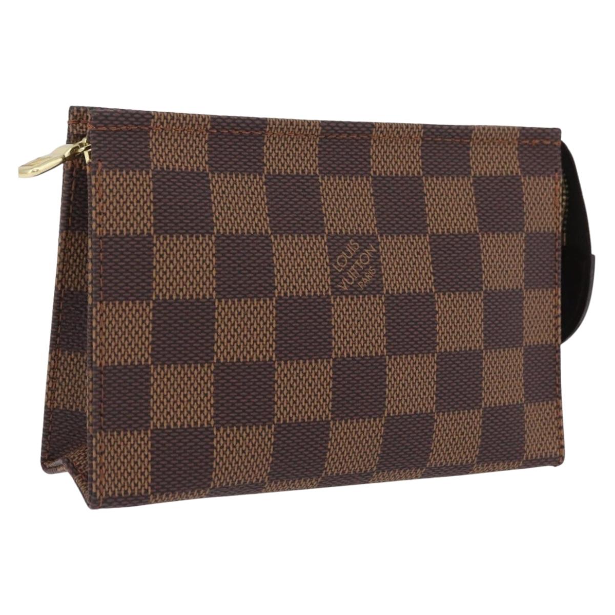 LOUIS VUITTON Damier Ebene Poche Toilette 15 Pouch N47548 LV Auth 208007M