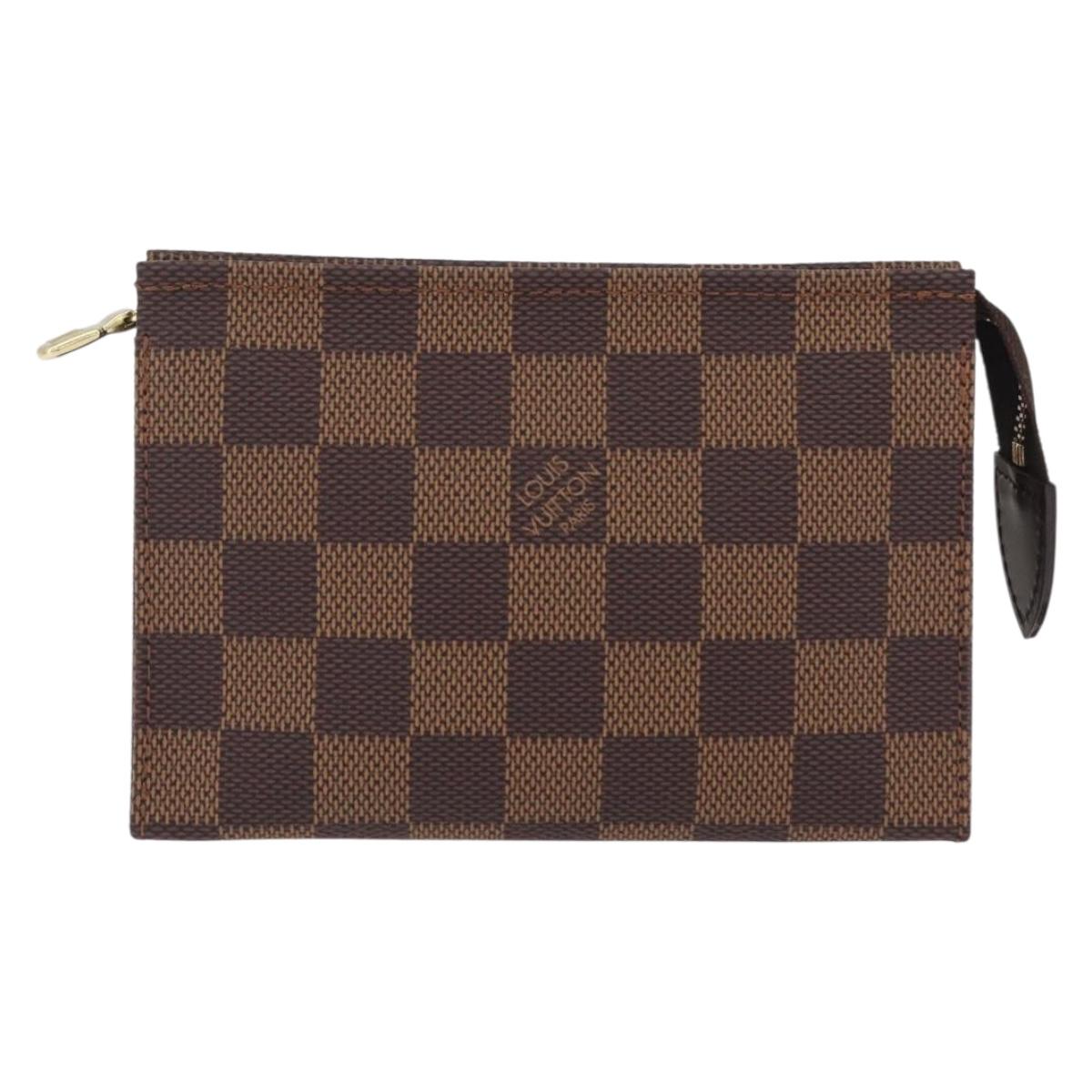 LOUIS VUITTON Damier Ebene Poche Toilette 15 Pouch N47548 LV Auth 208007M