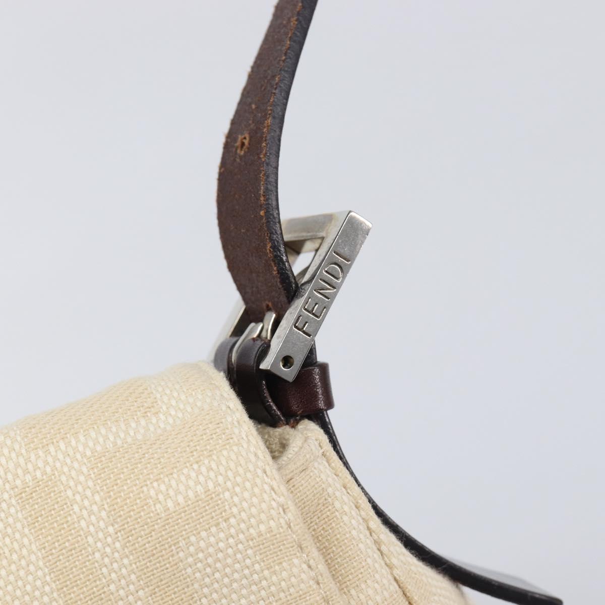 FENDI Zucca Canvas Mamma Baguette Shoulder Bag Ivory Silver Auth 208008V