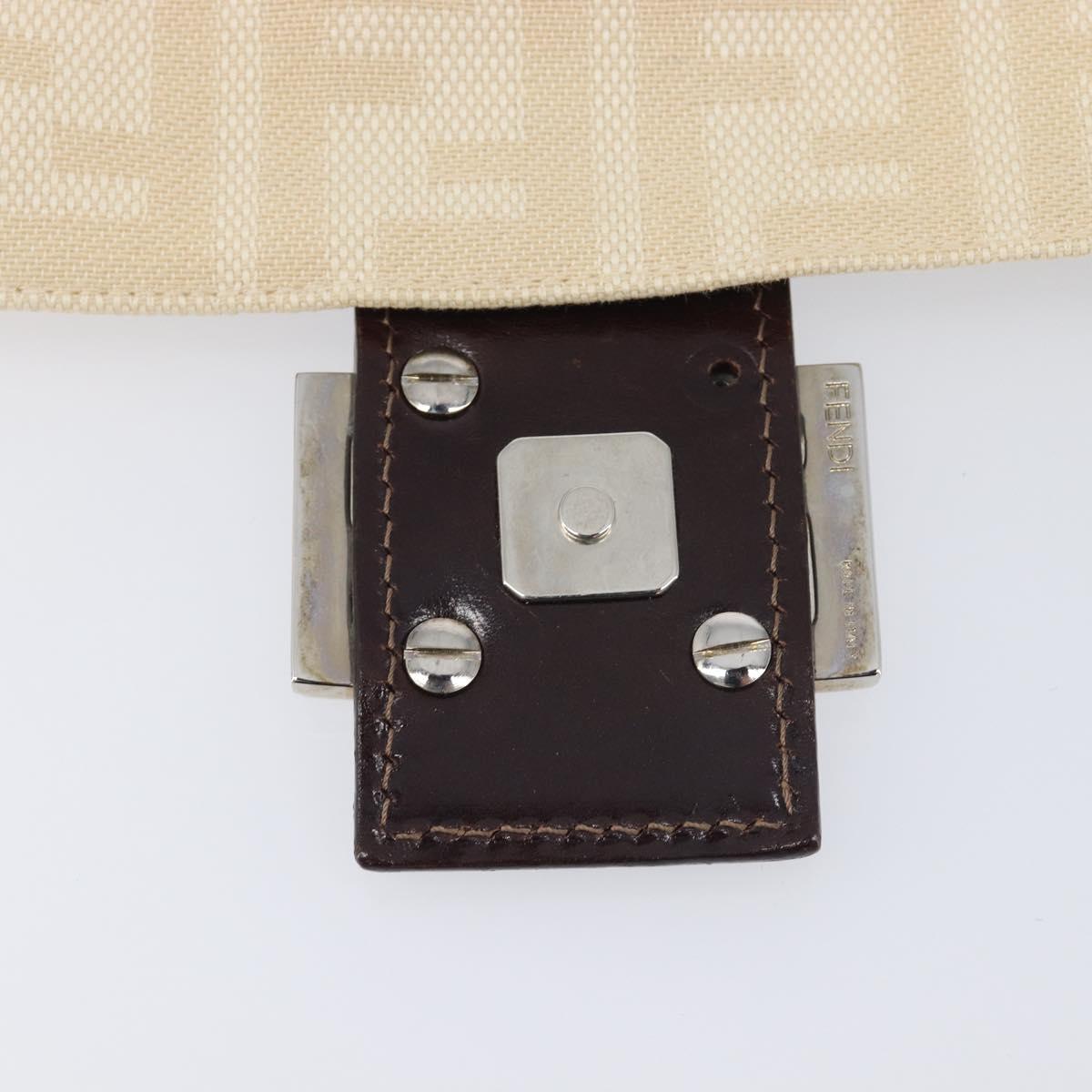 FENDI Zucca Canvas Mamma Baguette Shoulder Bag Ivory Silver Auth 208008V