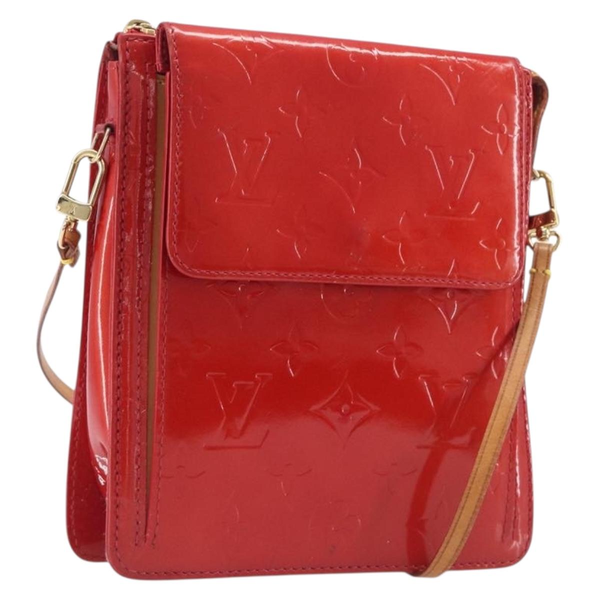LOUIS VUITTON Monogram Vernis Motto Accessory Pouch Red M91137 LV Auth 208011