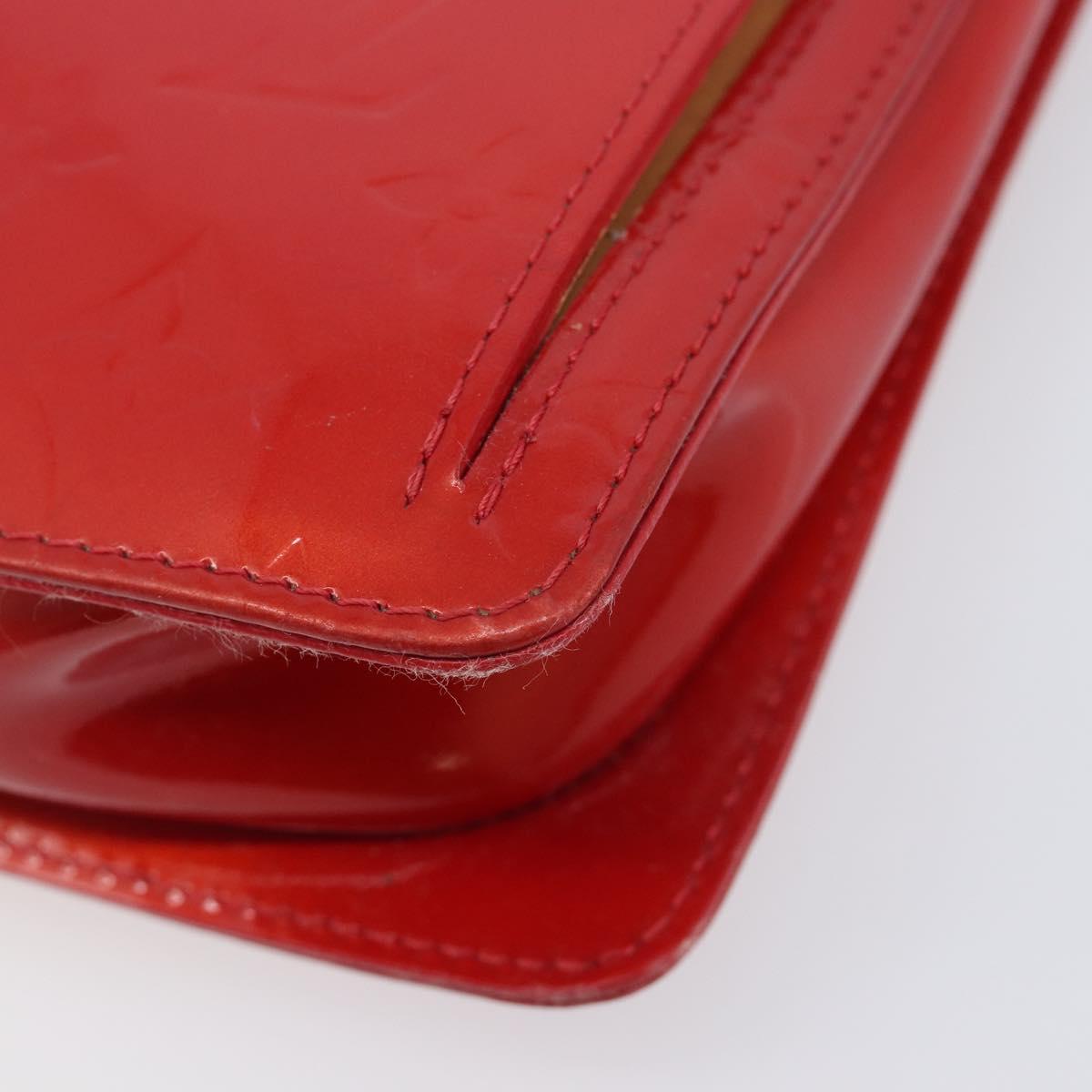 LOUIS VUITTON Monogram Vernis Motto Accessory Pouch Red M91137 LV Auth 208011