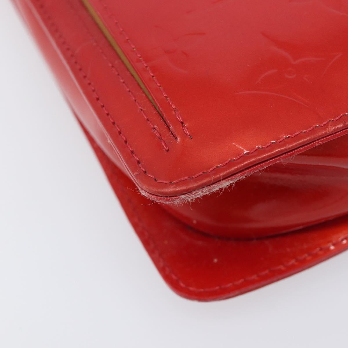 LOUIS VUITTON Monogram Vernis Motto Accessory Pouch Red M91137 LV Auth 208011