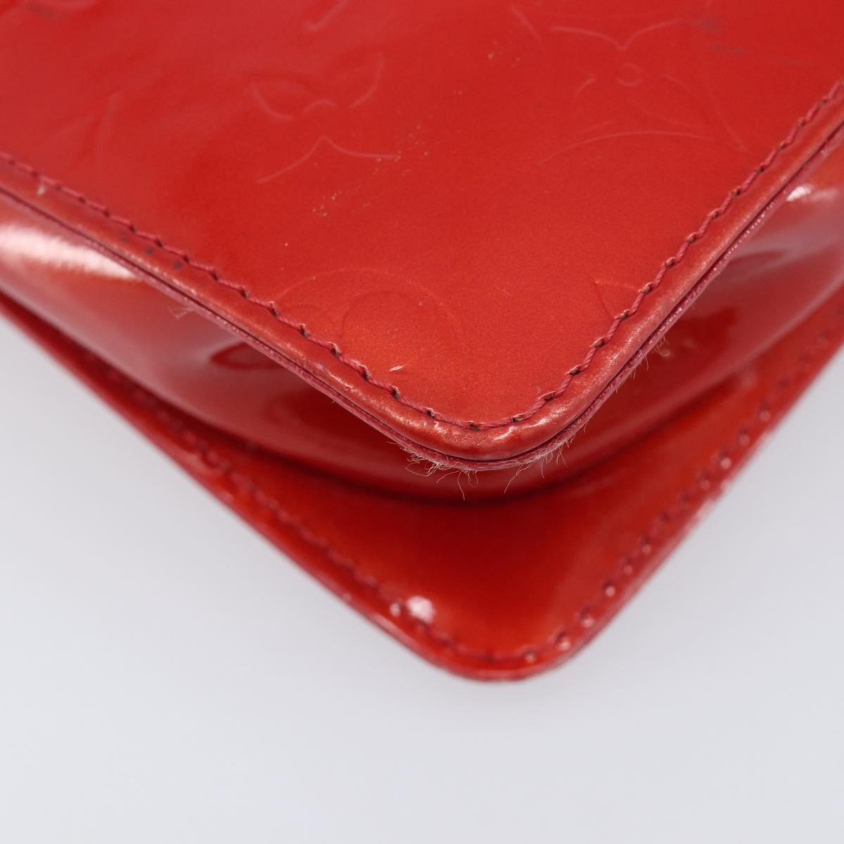LOUIS VUITTON Monogram Vernis Motto Accessory Pouch Red M91137 LV Auth 208011