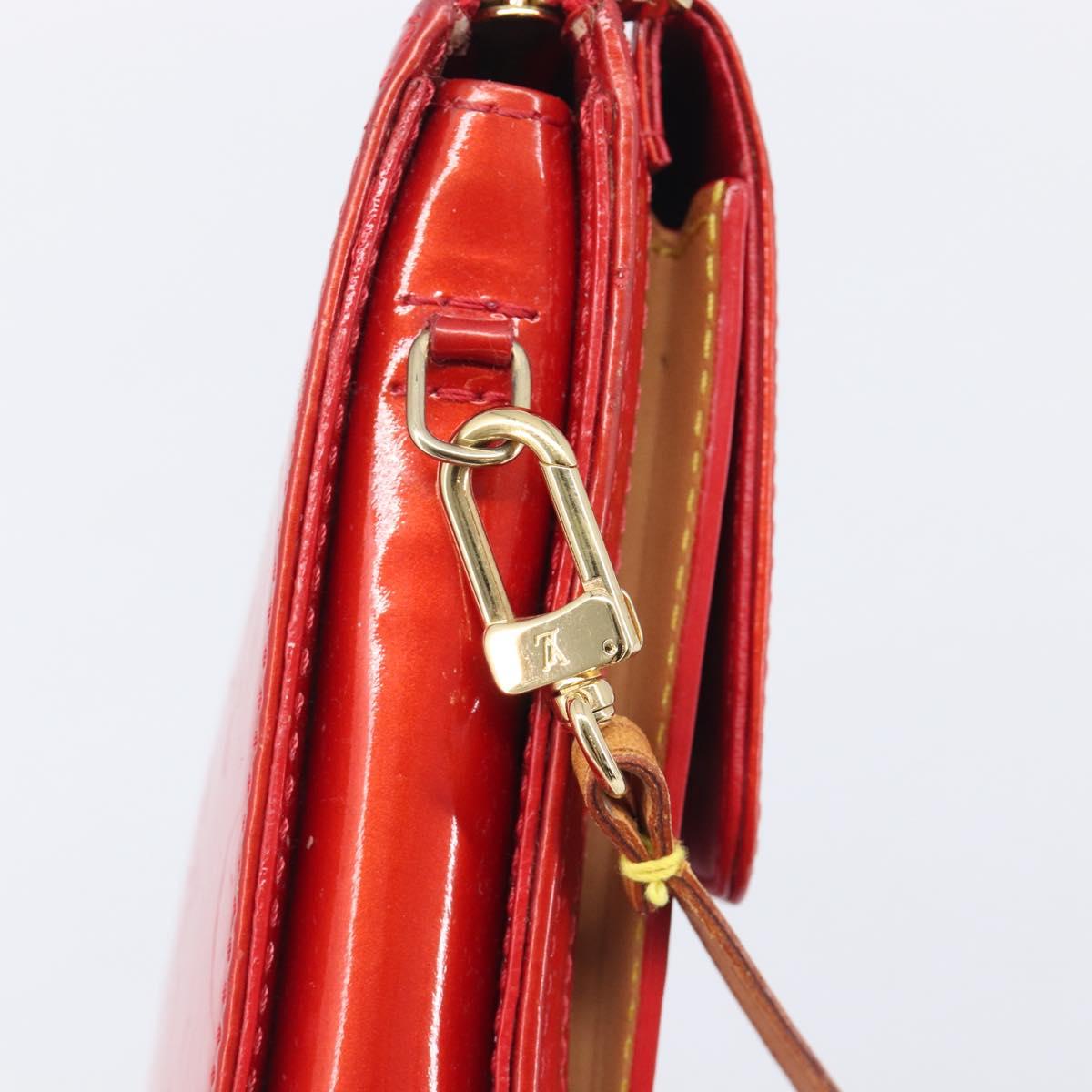 LOUIS VUITTON Monogram Vernis Motto Accessory Pouch Red M91137 LV Auth 208011