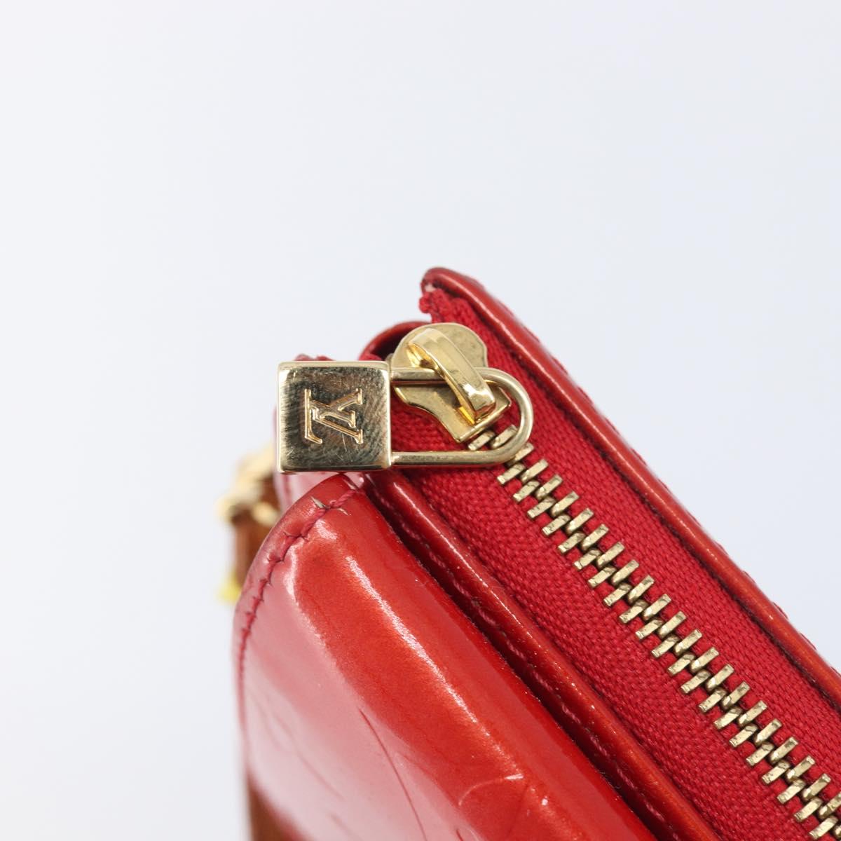 LOUIS VUITTON Monogram Vernis Motto Accessory Pouch Red M91137 LV Auth 208011
