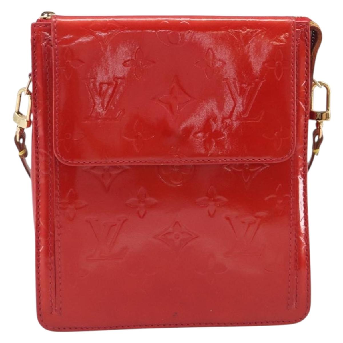 LOUIS VUITTON Monogram Vernis Motto Accessory Pouch Red M91137 LV Auth 208011
