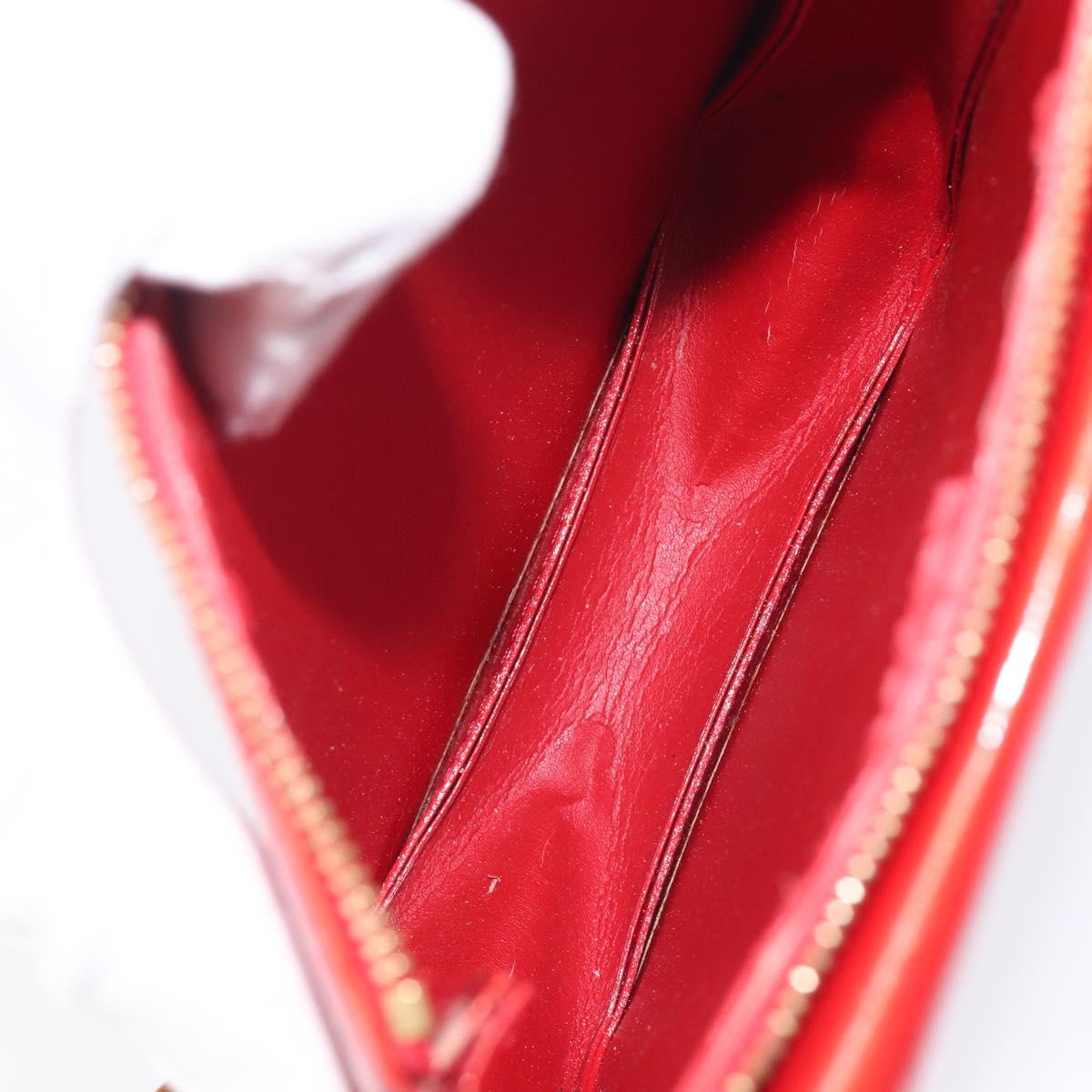 LOUIS VUITTON Monogram Vernis Motto Accessory Pouch Red M91137 LV Auth 208011