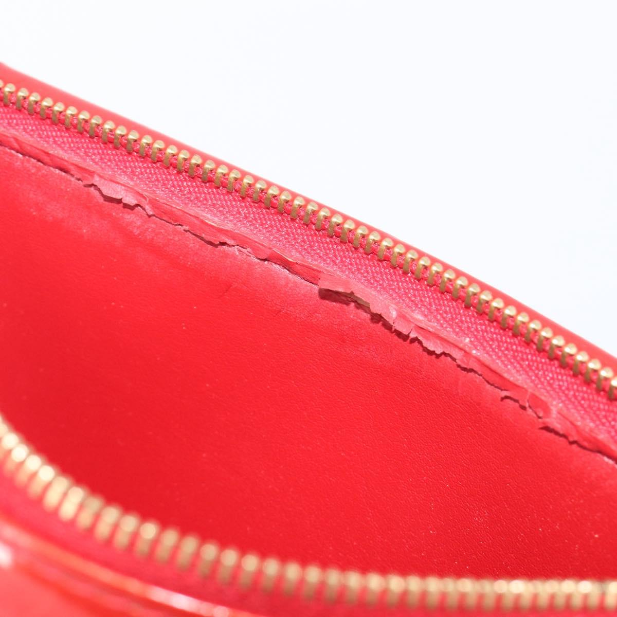 LOUIS VUITTON Monogram Vernis Motto Accessory Pouch Red M91137 LV Auth 208011